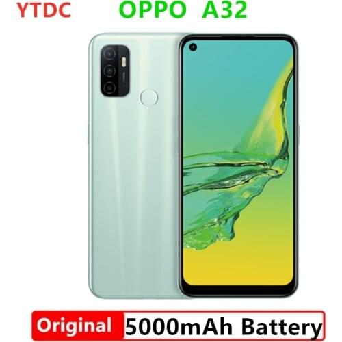 New Original Oppo A32 4G Cell Phone 4GB RAM 8GB RAM 128GB ROM 6.5 inch LCD Screen 5000mAh Big Battery 18W Fast Charger 90Hz