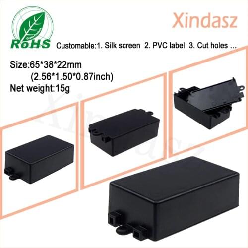 Wholesale 65*38*22mm(2.56*1.50*0.87inch) plastic pcb enclosures plastic box for LED driver black small plastic box