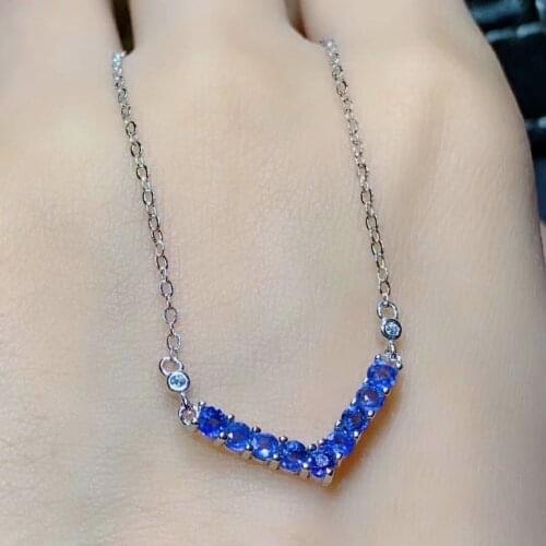 Shilovem 925 silver sterling real Natural sapphire PENDANTS fine Jewelry trendy necklace plant new gift jcz2.52.566agl