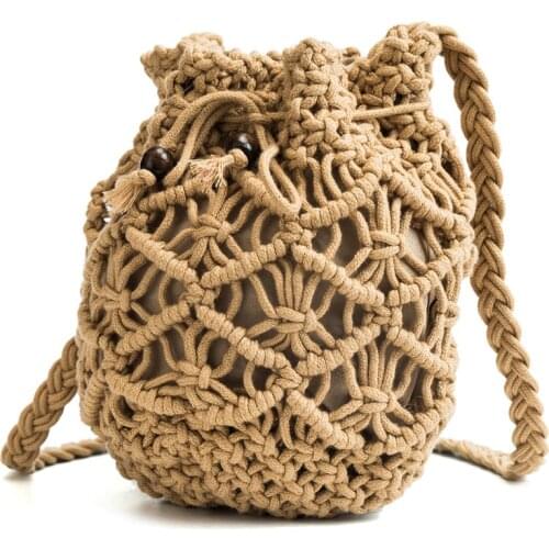 Hollow design rope deterioration package shoulder diagonal tassel luxury handbag female bag designer womens handbag retro