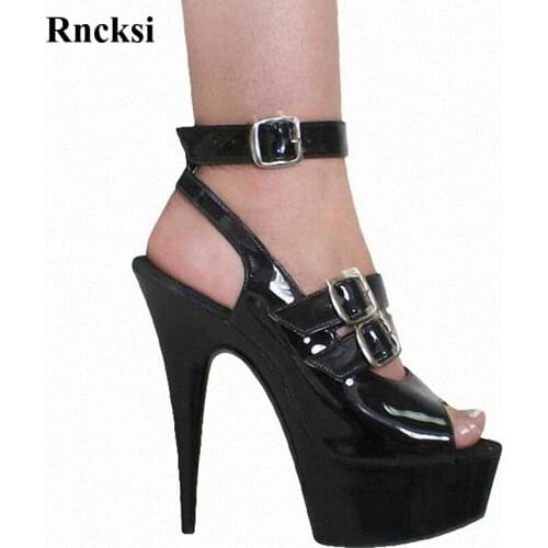 Rncksi Spring Summer New Style Fashionable And High-heeled Sandals 15 cm High Heels Sexy Wedding Pole Dance Black Sandals