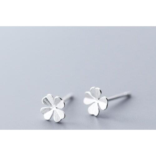 6MM Small Cute 100% Authentic 925 Sterling Silver Jewelry Ear-bone Piercing Heart Leaf ear Stud Earrings C-E9287