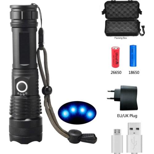 120000 Lumens XHP50.2 Most Powerful LED Flashlight USB Rechargeable Waterproof Zoom Torch xhp50 18650 or 26650 battery Camping