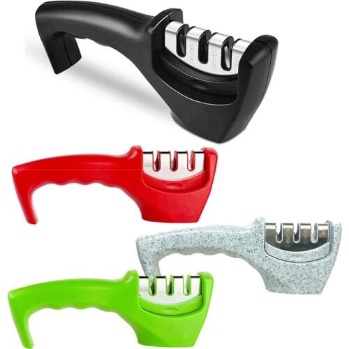 1Pc Knife Sharpener 3 In 1 Diamond Coated Fine Rod Knife Shears&Scissors Sharpening Stone System Stainless Steel Blades 4 Colors