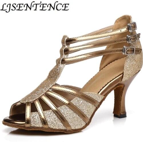 Latin Dance Shoes Dance Boots Women Black Gold Silver Soft Bottom Social Salsa Party Practice Kizomba Bachata Shoes Spike Heels