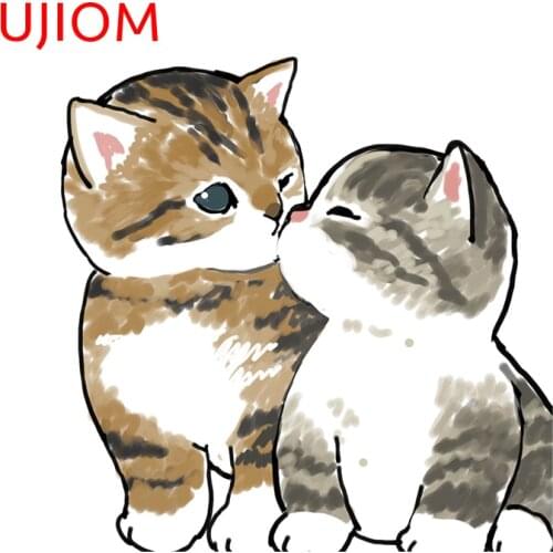UJIOM Sticker Cartoon Intimate Mofu Sand Cat Wallsticker Kids Room Vinyl Wallpaper Wall Decor Home Creative Decoration Art Decal