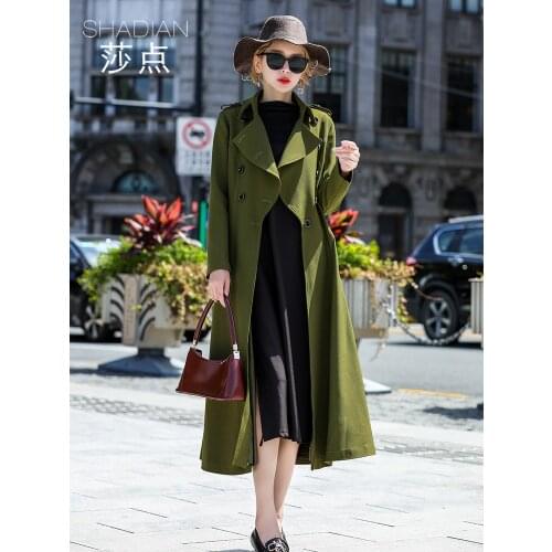 Vertical Sense Windbreaker Womens Mid Long Autumn 2021 New British Style Loose Coat High End Atmospheric Quality Army Green