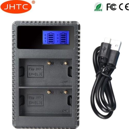 JHTC DUAL USB LCD EN-EL3e ENEL3e EN EL3e LCD Battery Charger for Nikon D70S D80 D90 D50 D300S D300 D100 D20