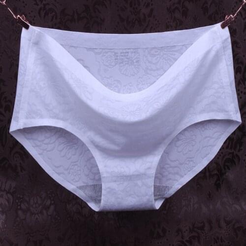 Jacquard non-trace underwear women a piece of sexy ice silk non-trace womens underwear cotton crotch womens briefs
