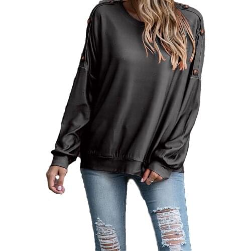 New Fashion Women Ladies Autumn Casual Long Sleeve T-Shirts Female Elastic Party Loose Warm Shoulder Buttons Tops