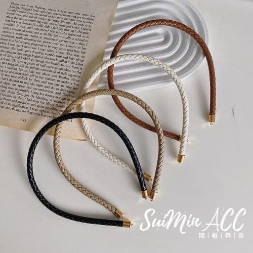 Korean version of ins twist braided hair band imitation leather PU braid hair tie headband Sen female face wash hair accessories
