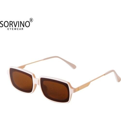2021 New Retro Rectangle Sunglass Female Fashion Small Square Thick Frame Vintage Sun Glasses Brown UV400 Lens Eyewears A0033