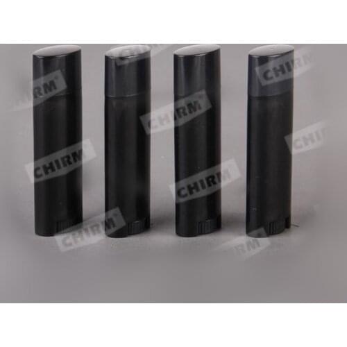 100Pcs/lot Full Black Oval Lip Balm Tube 0.15oz Transparent Deodorant Container Lotion Bar Twist Empty Lipstick