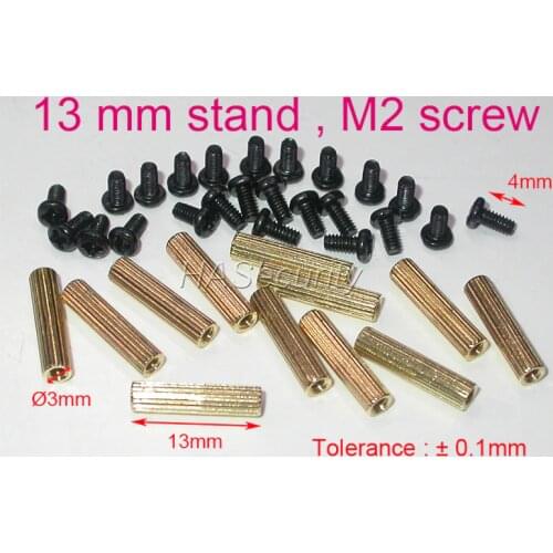 12pcs 13mm brass stand / brace / puncheon with M2-4mm screw (24pcs) for security camera PCB module installation assembly