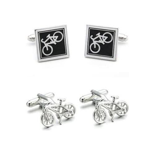 20pairs/lot Classic Sport Bicycle Cufflinks Copper Plating Silver Square Bike Cuff links Mens Jewelry Wholesale