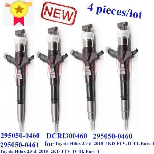 4pc/Lot 295050-0460 295050-0461 High Quality Injector 295050-0460 DCRI300460 for Toyota Hilux 2.5 d 2010- 2KD-FTV, D-4D, Euro 4