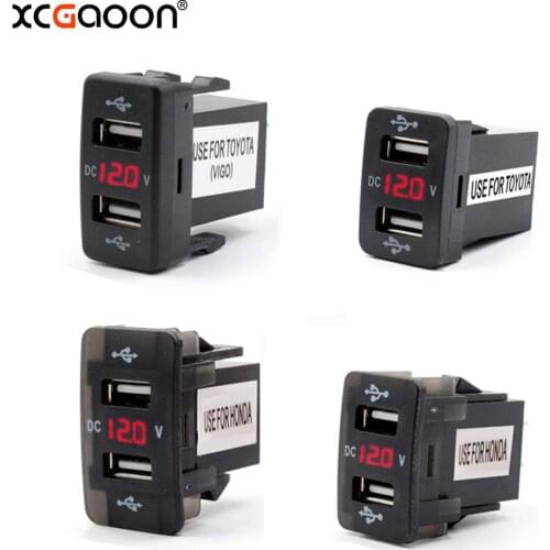 XCGaoon Special Dedicated 5V 4.2A Dual 2 USB Port Car Charger With LED Voltmeter Adapter Socket For HONDA / TOYOTA input 12V-24V