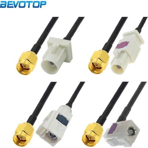 White RAL 9001 Fakra B Male / Female to SMA Male Plug RG174 Cable Radio Car Antenna Extension Cord RF Coaxial Pigtail Adapter