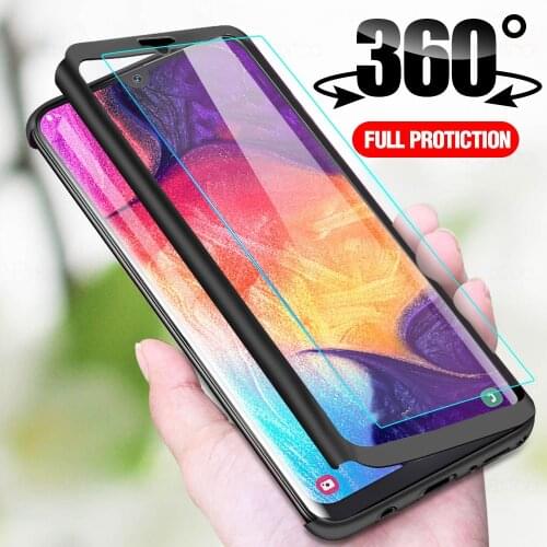 A50 A50S A30S Tempered film phone Case for samsung Galaxy A40 A20 30 A70 A70S 20s A20E 360 Full Cover Integrated glass protector
