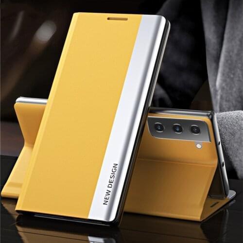 Flip Case For Samsung Galaxy S21 FE Cover Plating magnetic leather Holder Cover For Samsung S21 Plus S21 Ultra