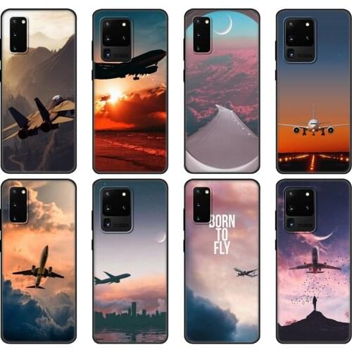Black tpu Case For Samsung galaxy S20 /S20 PLUS/S20 ultra/S20+ /S20FE back cover Aircraft Plane Airplane