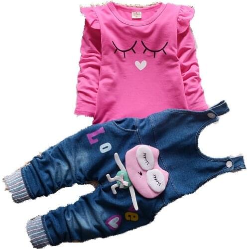 Kids Clothing Cute Tops+Cartoon Frog Overalls Sets For Baby Children Clothes Teen Girls Boutique Outfits In Winter And Autumn