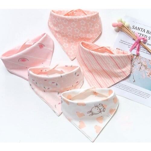 5Pcs/Pack Baby Bibs Triangle Cotton Cartoon Child Baberos Bandana Bibs Babador Dribble Bibs Newborn Slabber Absorbent Cloth