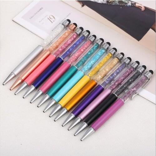 DHL Shipping 100pcs/lot Crystal Ballpoint Pen Creative Stylus Touch Pen for Writing Stationery Office & School Pen Supplies