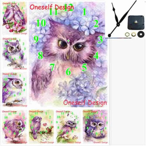 Diy diamond painting with Mechanical clock diamond art kit owl diamond embroidery full clock diamond mosaic sale wall sticker