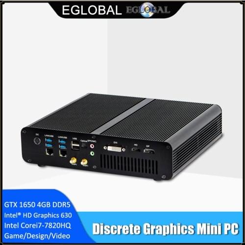EGLOBAL 2Lan Gaming Mini PC Intel i7-7920HQ/7820HQ GTX 1650 4GB 2*DDR4 NVME Desktop Computer Win10 4K HDMI2.0 DP DVI Video card