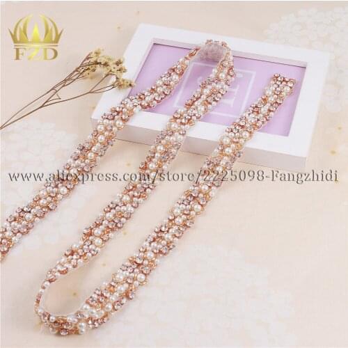 FZD 10 Yard Handmade Sewing On Beaded Rhinestones Applique for Bridal Dress Belt Headbands Garter Handicraft