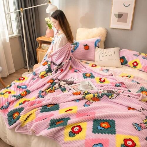 Foral Coral velvet blanket home decor comfortable and soft blankets for beds 1.5M 1.8M travel portable air conditioning cover