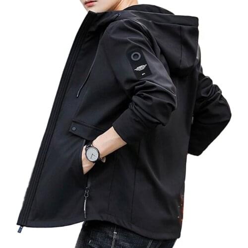 Spring jacket mens jacket hooded jacket large size all-match casual wear top