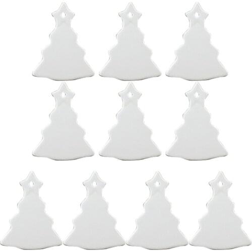 M4YF 10 Pcs Sublimation Blank Pendant Heat Transfer Ceramic Ornaments Christmas Decor