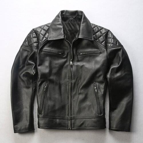 ANGEL 2020 New Men Black David Genuine Motorcycle Leather Jacket Fashion Splice Soft Cowhide Riding Biker Jackets Winter Coats
