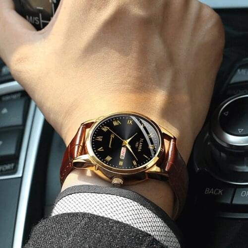 Relojes Hombre JLANDA Watch Men Luxury Mens Quartz Wristwatch Business Watches Leather Strap Luminous Waterproof Date Clock 6622
