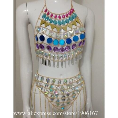 Music Festival Sexy Lady Bikini Ballroom Costume Female Singer DJ DS Dance Stage Nightclub Bar TV Show Performance S