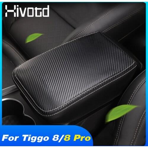 Hivotd Central Armrest Cover Pad Mat Interior Protection Accessories Car Styling Parts For Chery Tiggo 8 /Tiggo 8 Pro 2018-2021