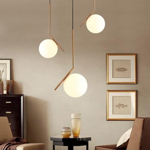 Nordic Glass Pendant Lighting Modern led Pendant Lamps Simple Living Room Bar Gold Iron Lamp Bedside Kitchen Hanging Light Fixtu