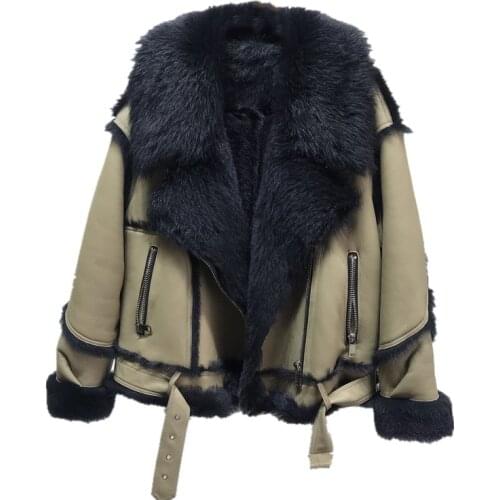2020 Winter New Women Locomotive Spain Tuscany Fur Warm Coat Leather Real Sheep -30 Degree Soft Jacket
