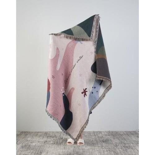 Ins new Abstract pattern Blanket Multi-function Sofa Decorative piano cover tapestry Cobertor Tassel Blanket