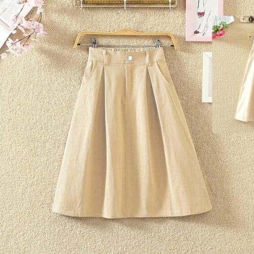 New Womens Stylish Casual High Waist Skirts Solid Color Girls A Line Mid Fashion Skirts