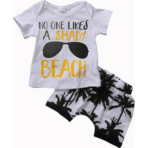 Pudcoco Infant Clothing Boys Shorts and T shirt Top Baby Boys Summer Clothes Set Printed Cotton