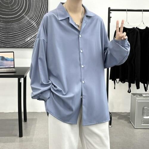 Autumn Multicolor Casual Shirts Mens Fashion Society Mens Formal Dress Shirts Korean Loose Long-sleeved Shirts Men M-2XL