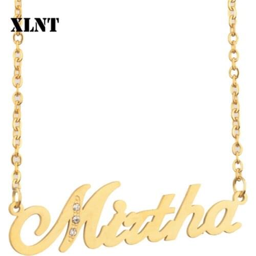 XLNT Mirtha Name Necklace Personalized Custom Name Pendant Necklace Customized Cursive Nameplate Necklace For Women Jewelry Gift