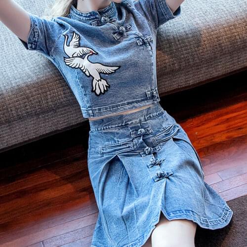 Denim Women Loose Sexy Dress 2021 Summer New Skirt Fashion Two Piece Suit A-Line Vestido Oodji Vfemage Vintage Kadife Elbise