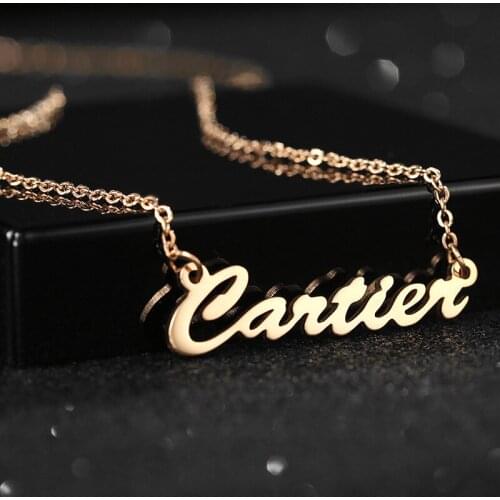 BUDROVKY Stainless Steel Pendant DIY Alphabet Necklaces for Women Girls Gold Color Lovers Engagement Jewelry Gifts