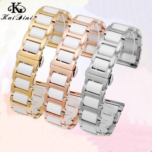 Ceramic stainless steel watch belt Universal 12 13 14 15 16 17 18 20 21 22mm Dual Color 316 Stainless Steel Ceramic Watch band