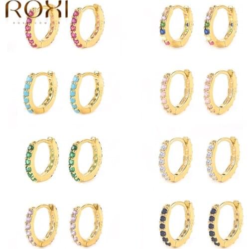 ROXI Pendientes Plata 925 Round Earrings For Women Colourful Hoop Earrings Dangle Cartilage Jewelry Ear Piercing Unusual Серьги