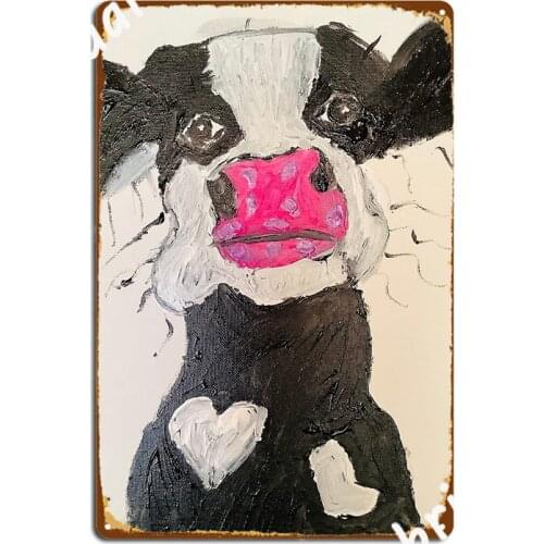 Pink Nose Cow Metal Plaque Poster Cinema Garage Pub Garage Custom Plaques Tin Sign Posters